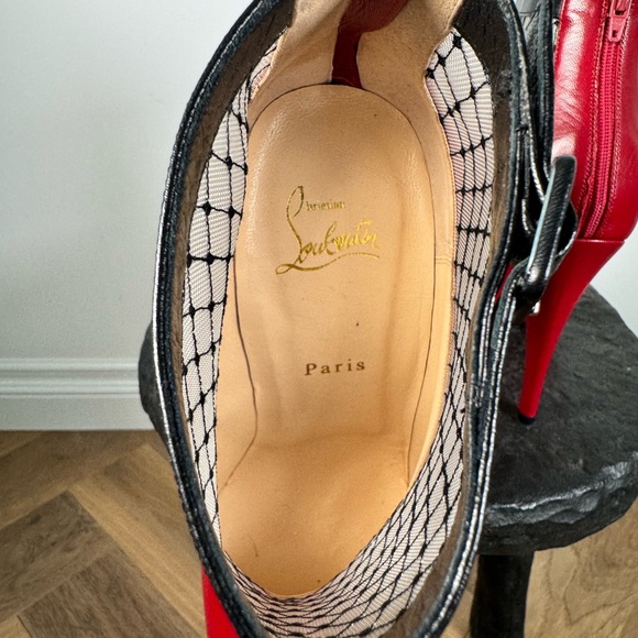 Christian Louboutin Resillisma NWT 100 KID/Resille Brode Red and Black Mesh Herl - Picture 7 of 9
